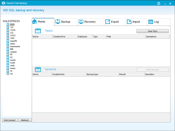 SQL backup with EaseUS Todo Backup