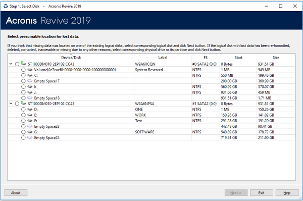 Best data recovery software for Windows - Acronis Revive