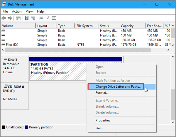 change drive letter to show up the corrupted hard drive