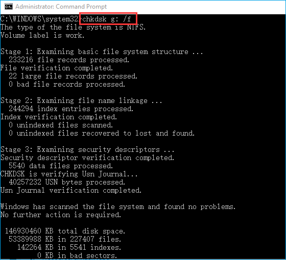 jalankan perintah chkdsk f