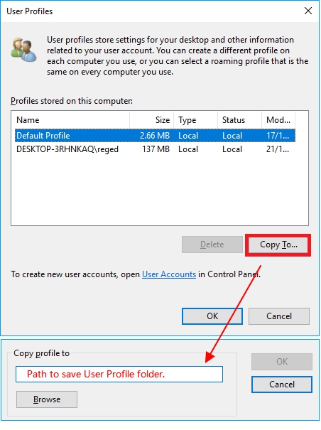 Salin profil pengguna dengan Riwayat File.