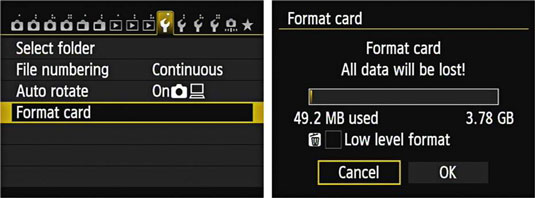 format sd card on camera