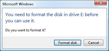 hard drive not formatted error