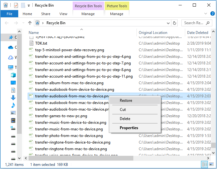 recover data from recycle bin