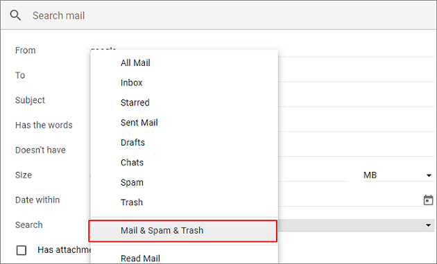 find deleted email from gmail
