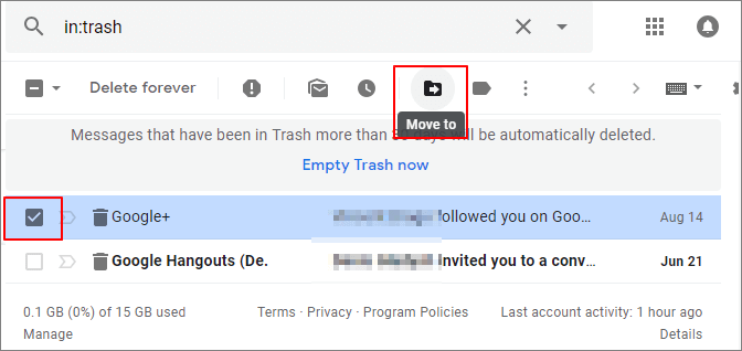 Cara mengembalikan email dari folder Trash di Gmail