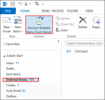recover deleted emails in Outlook