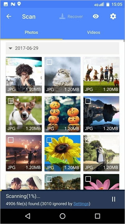 Kembalikan foto / video yang dihapus di ponsel Android tanpa PC.