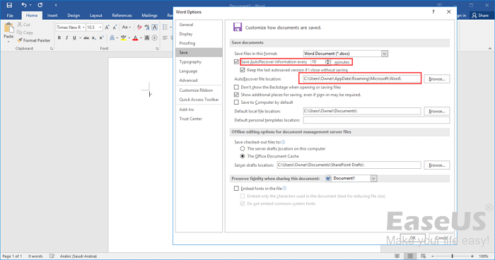 recover word drom autorecover 2