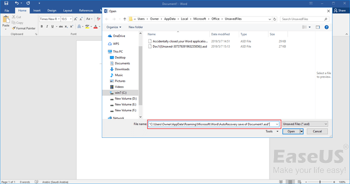 recover word from autorecover 5