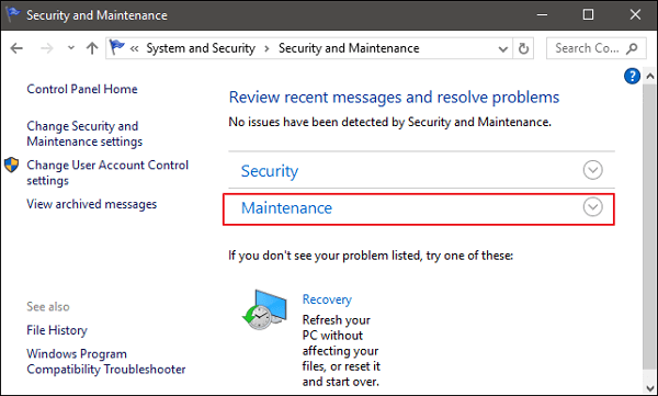 repair system drive through control panel