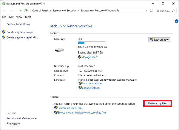 restore my files