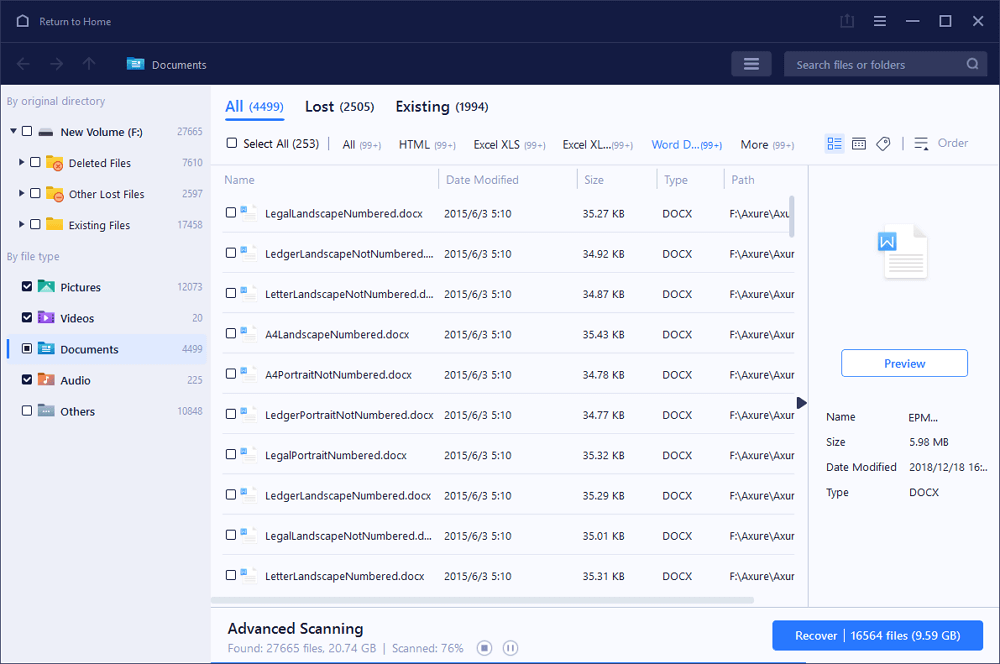 find corrupted documents