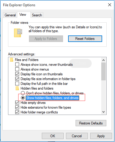 restore s folder windows 10