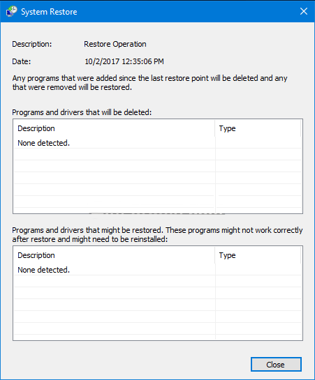 Scan affected programs while undoing system restore.