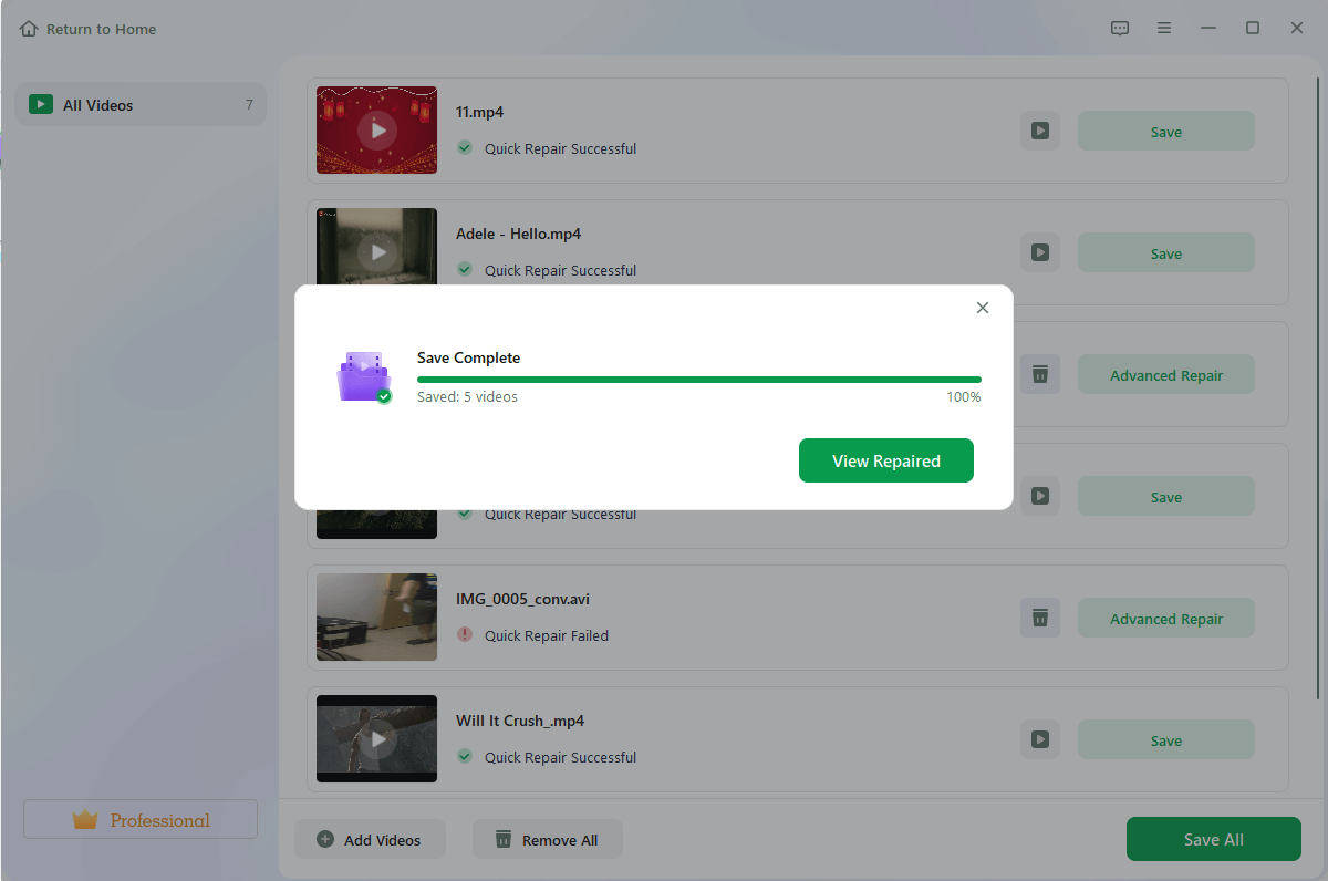 Pratinjau dan Simpan Video yang Diperbaiki